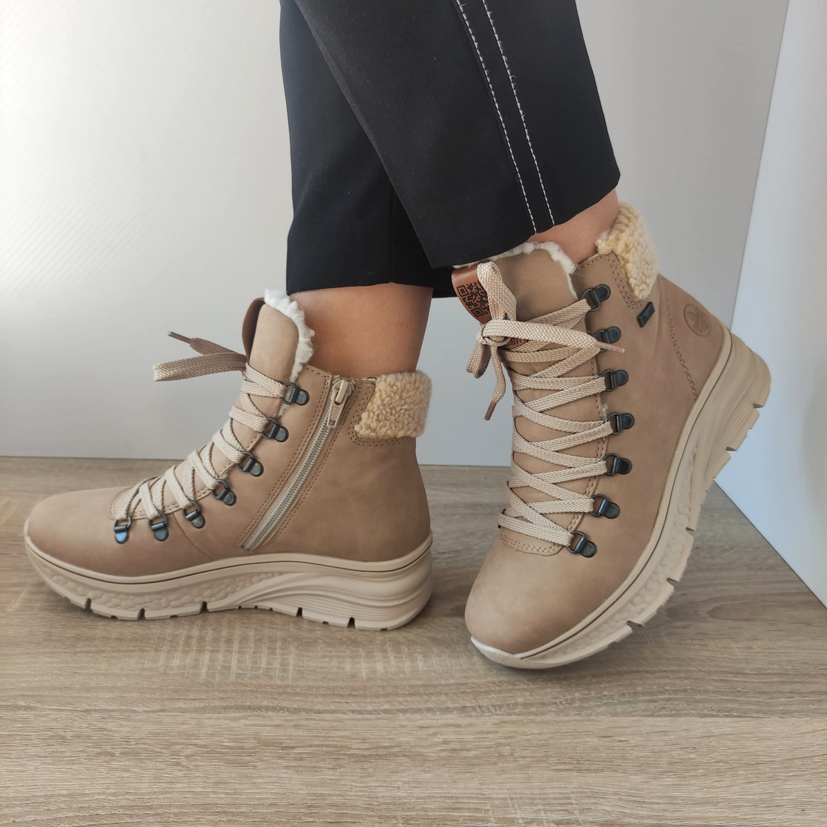 GHETE CASUAL DAMA RIEKER 48034-20 BEJ - imagine 2