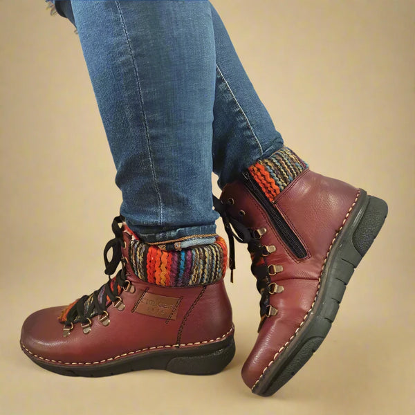 GHETE CASUAL DAMA RIEKER 73343-35 BORDO - imagine 5