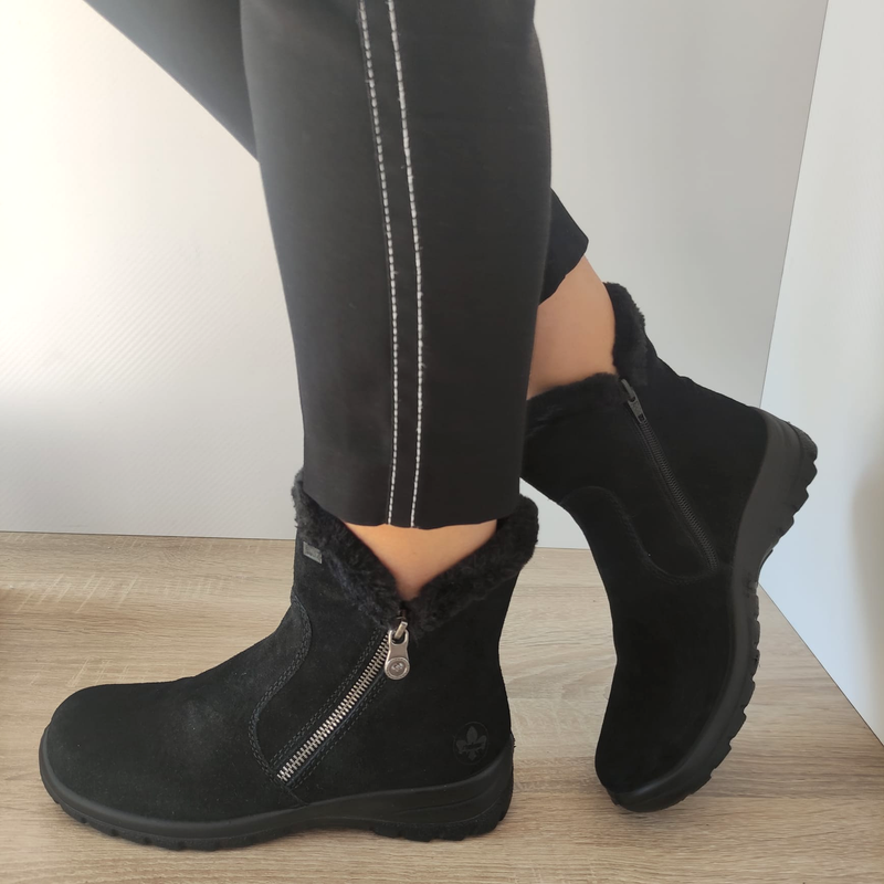 GHETE CASUAL DAMA RIEKER L7162-00 NEGRE VELUR - imagine 2