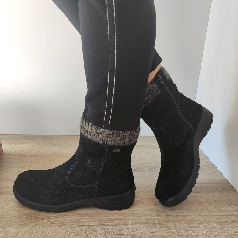GHETE CASUAL DAMA RIEKER L7165-00 NEGRU VELUR - imagine 2