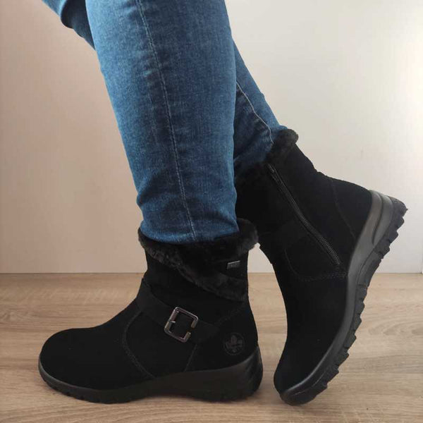 GHETE CASUAL DAMA RIEKER L7179-00 NEGRE VELUR - imagine 2