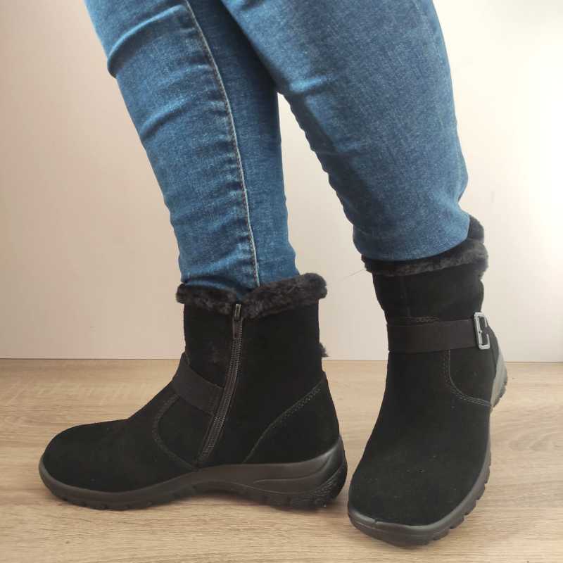 GHETE CASUAL DAMA RIEKER L7179-00 NEGRE VELUR - imagine 3