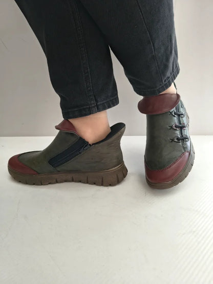 GHETE CASUAL DAMA RIEKER N1353-52 VERDE + BORDO