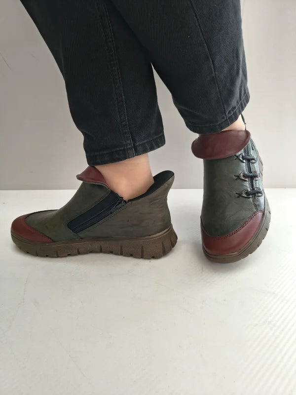GHETE CASUAL DAMA RIEKER N1353-52 VERDE + BORDO - imagine 5