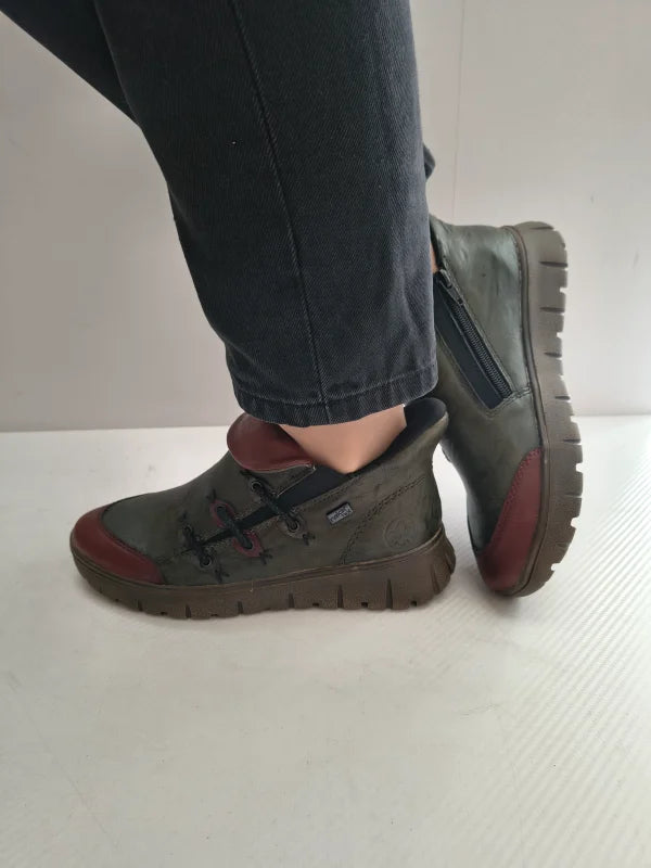 GHETE CASUAL DAMA RIEKER N1353-52 VERDE + BORDO