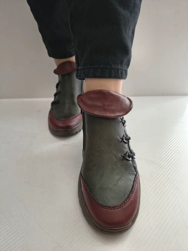 GHETE CASUAL DAMA RIEKER N1353-52 VERDE + BORDO - imagine 3