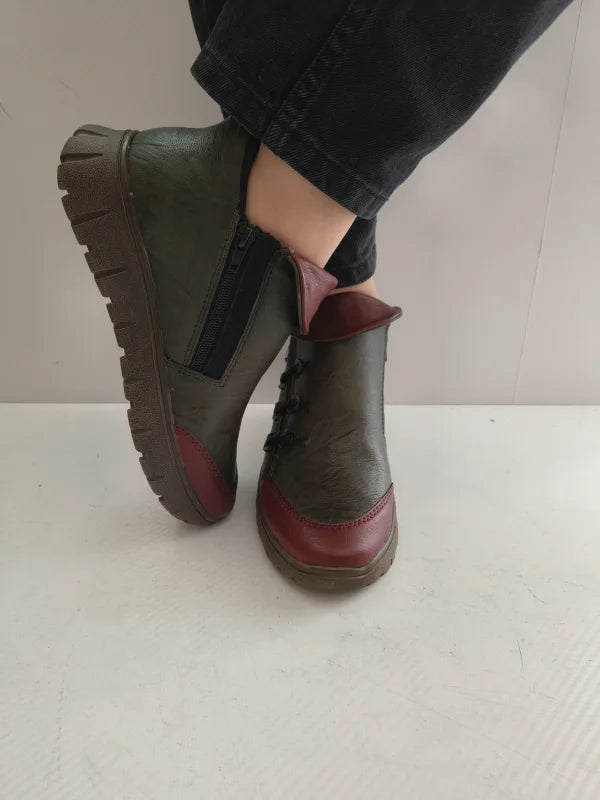 GHETE CASUAL DAMA RIEKER N1353-52 VERDE + BORDO - imagine 4
