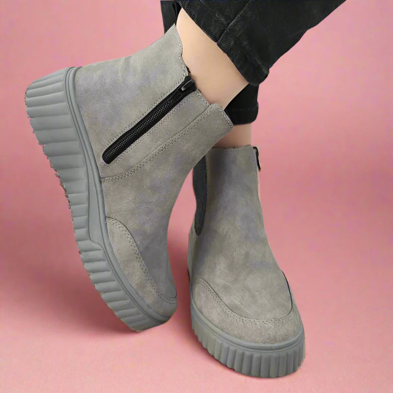 GHETE CASUAL DAMA RIEKER N2553-40 GRI VELUR - imagine 4