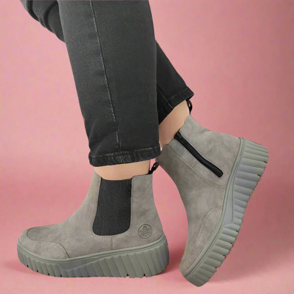 GHETE CASUAL DAMA RIEKER N2553-40 GRI VELUR - imagine 5