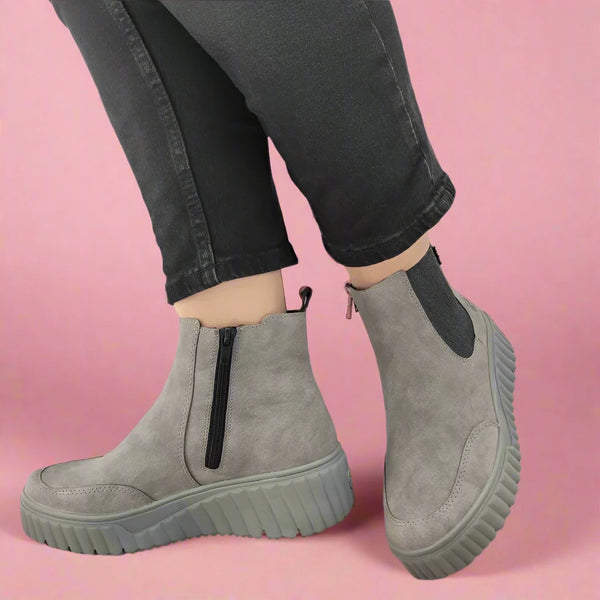 GHETE CASUAL DAMA RIEKER N2553-40 GRI VELUR - imagine 2