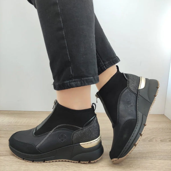 GHETE CASUAL DAMA RIEKER N6361-00 NEGRE - imagine 2