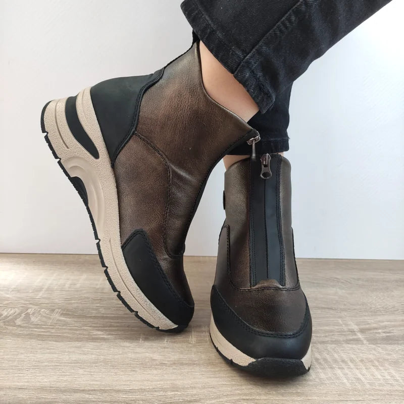 GHETE CASUAL DAMA RIEKER N9381-60 MARO BRONZE CU NEGRU - imagine 5