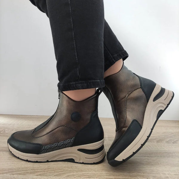 GHETE CASUAL DAMA RIEKER N9381-60 MARO BRONZE CU NEGRU - imagine 2