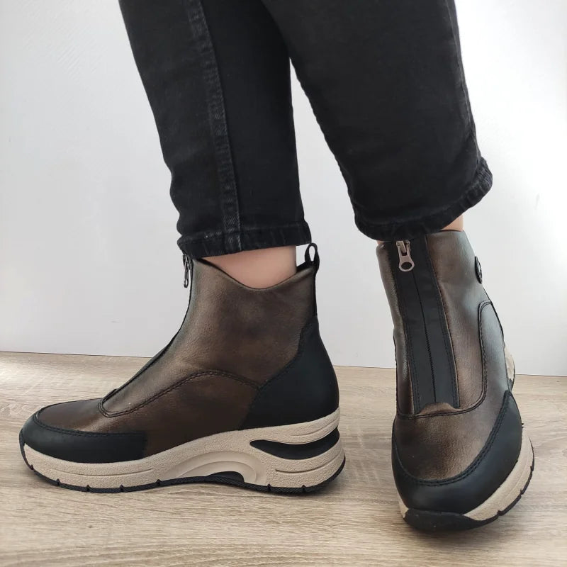 GHETE CASUAL DAMA RIEKER N9381-60 MARO BRONZE CU NEGRU - imagine 3