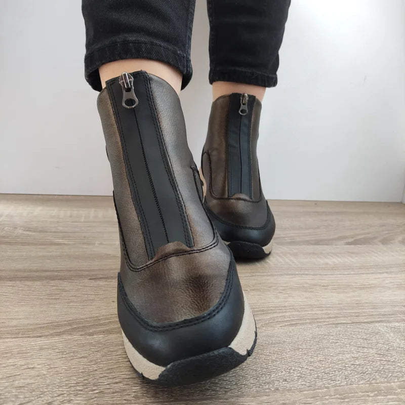 GHETE CASUAL DAMA RIEKER N9381-60 MARO BRONZE CU NEGRU - imagine 4