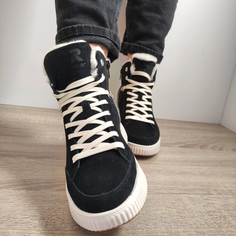 GHETE CASUAL DAMA RIEKER W1771-00 NEGRE VELUR - imagine 4