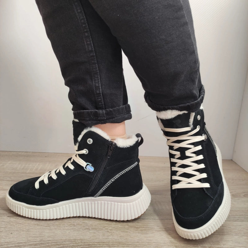 GHETE CASUAL DAMA RIEKER W1771-00 NEGRE VELUR - imagine 3
