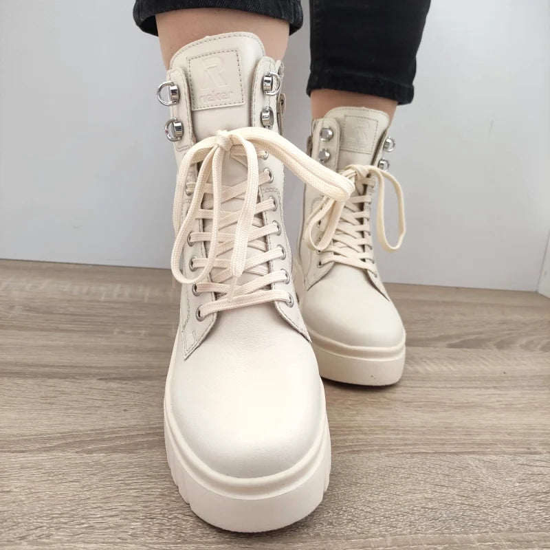 GHETE CASUAL DAMA RIEKER W1870-60 CREM - imagine 5