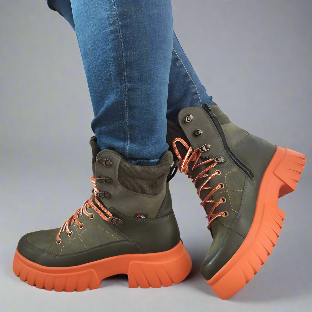 GHETE CASUAL DAMA RIEKER W1871-54 VERZI KAKI - imagine 3