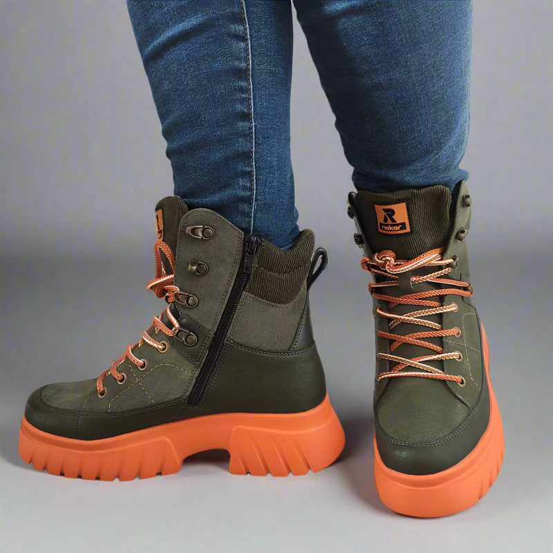 GHETE CASUAL DAMA RIEKER W1871-54 VERZI KAKI - imagine 4
