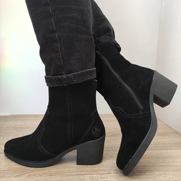 GHETE CASUAL DAMA RIEKER Y1251-00 NEGRE VELUR - imagine 3