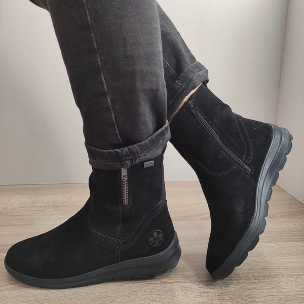 GHETE CASUAL DAMA RIEKER Z0053-00 NEGRE VELUR - imagine 2