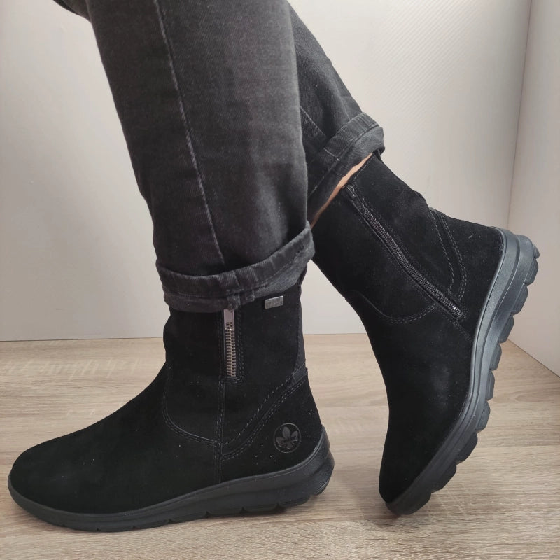 GHETE CASUAL DAMA RIEKER Z0053-00 NEGRE VELUR - imagine 2