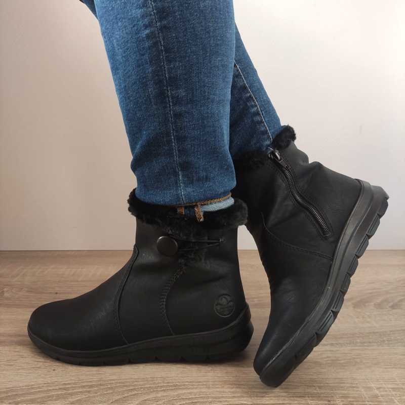GHETE CASUAL DAMA RIEKER Z0080-00 NEGRE - imagine 2