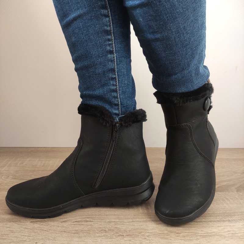 GHETE CASUAL DAMA RIEKER Z0080-00 NEGRE - imagine 3