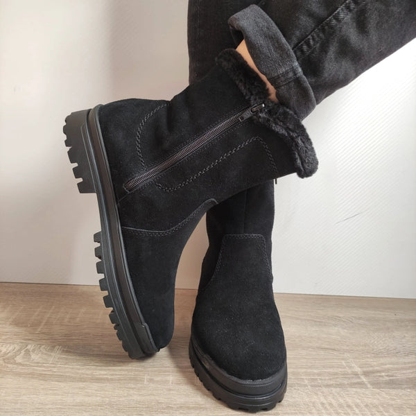 GHETE CASUAL DAMA RIEKER Z5454-00 NEGRE VELUR - imagine 5