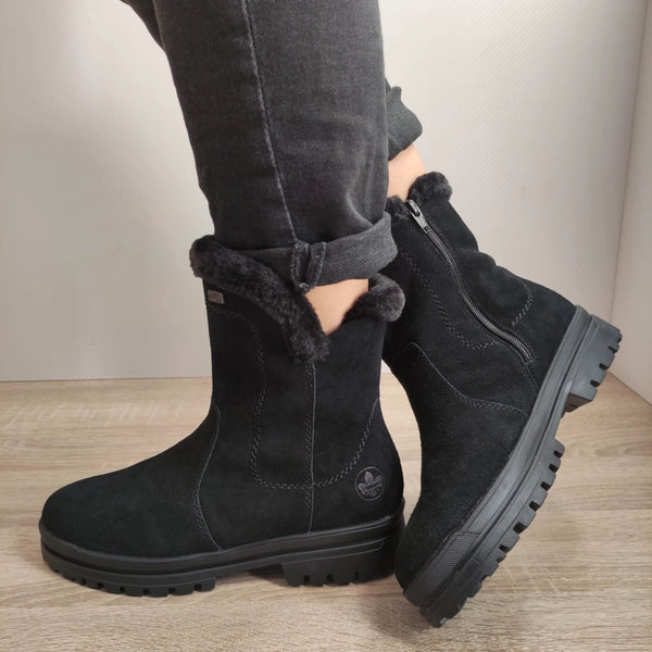 GHETE CASUAL DAMA RIEKER Z5454-00 NEGRE VELUR - imagine 2
