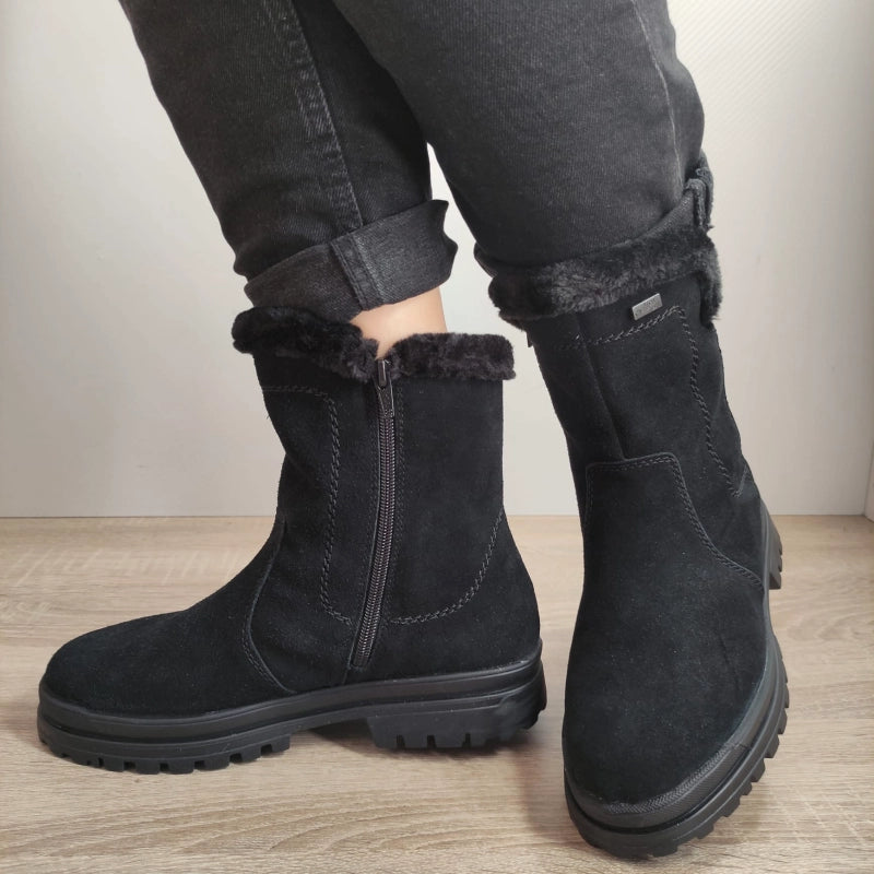 GHETE CASUAL DAMA RIEKER Z5454-00 NEGRE VELUR - imagine 3