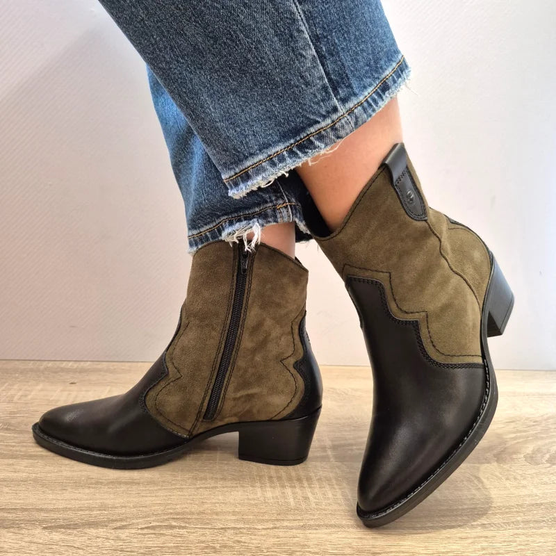 GHETE CASUAL DAMA TAMARIS 25702-41 076 NEGRE CU OLIVE - imagine 2