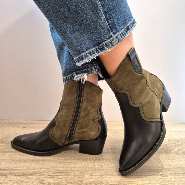 GHETE CASUAL DAMA TAMARIS 25702-41 076 NEGRE CU OLIVE - imagine 2