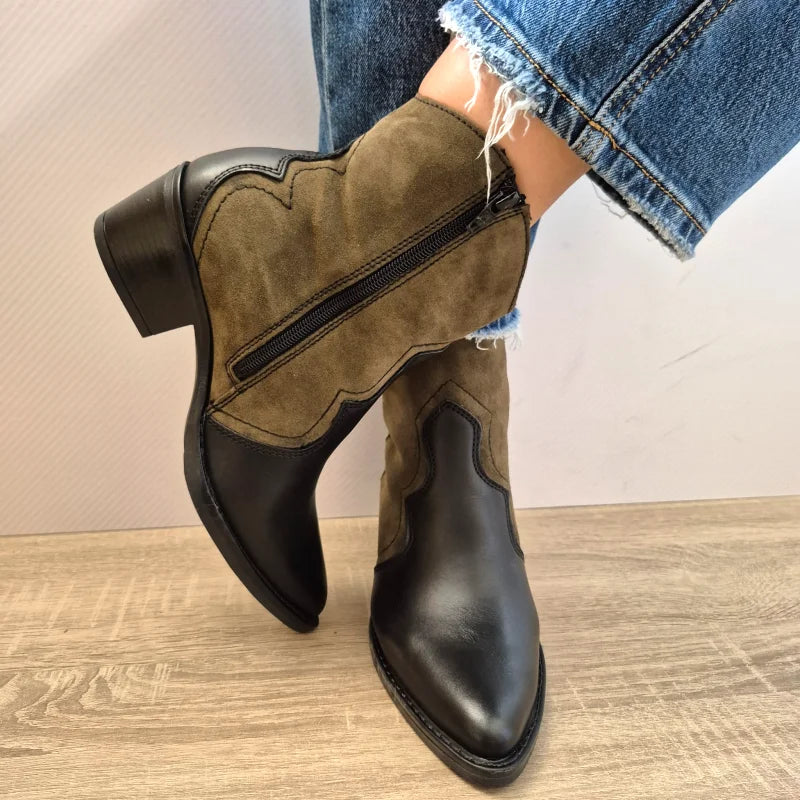 GHETE CASUAL DAMA TAMARIS 25702-41 076 NEGRE CU OLIVE - imagine 3