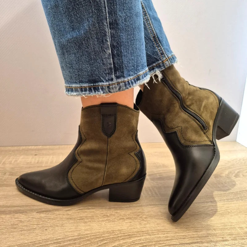 GHETE CASUAL DAMA TAMARIS 25702-41 076 NEGRE CU OLIVE - imagine 5