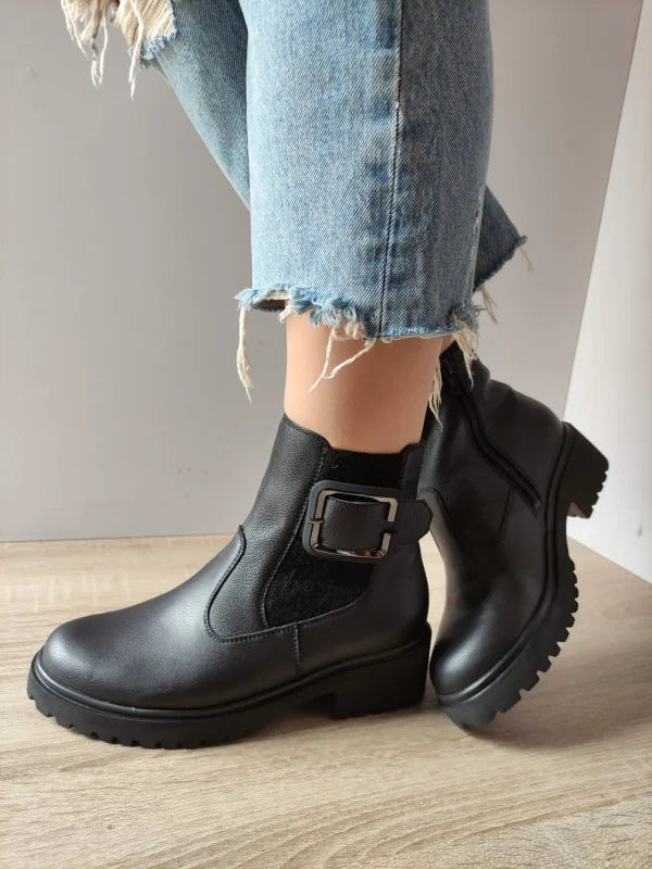 GHETE CASUAL DAMA WALDLAUFER 716815 NEGRE - imagine 2