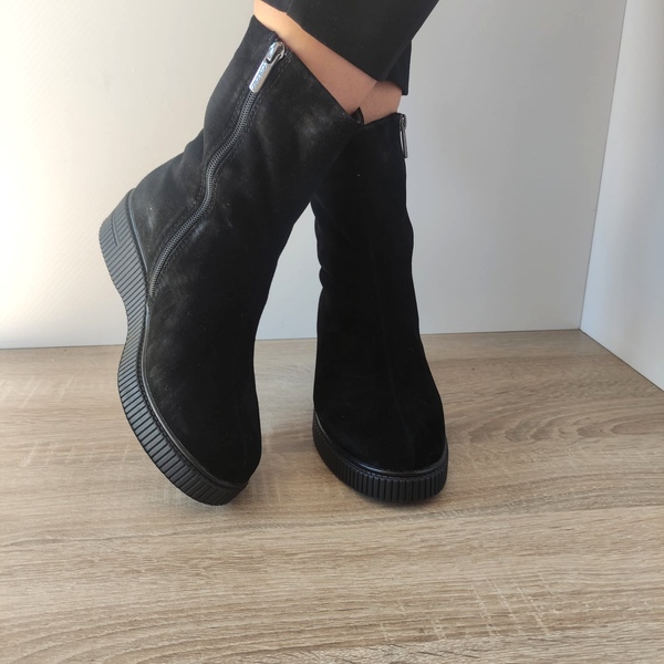 Ghete Casual Damă RIEKER 93370-00 Negru – Piele Întoarsă – vedere 2