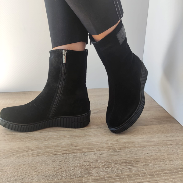 Ghete Casual Damă RIEKER 93370-00 Negru – Piele Întoarsă – vedere 3