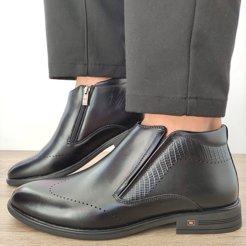 GHETE ELEGANTE BARBATI ELDEMAS H788-022 NEGRE - imagine 2