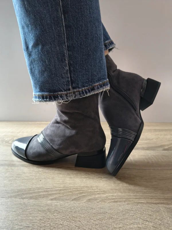 GHETE ELEGANTE DAMA ANNA VIOTTI GAW2504-G GRI VELUR + LAC