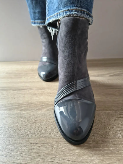 GHETE ELEGANTE DAMA ANNA VIOTTI GAW2504-G GRI VELUR + LAC