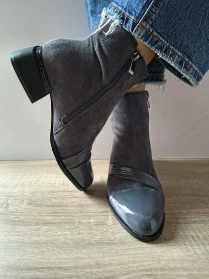 GHETE ELEGANTE DAMA ANNA VIOTTI GAW2504-G GRI VELUR + LAC