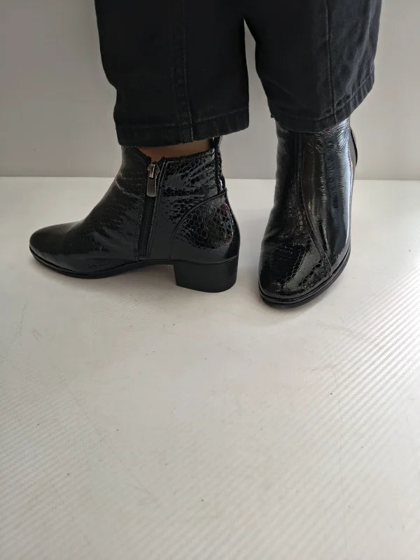 GHETE ELEGANTE DAMA DOGATI 017 351 NEGRE LAC + CROCO - imagine 5