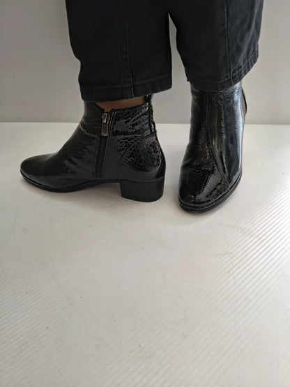 GHETE ELEGANTE DAMA DOGATI 017 351 NEGRE LAC + CROCO