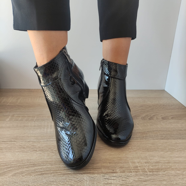 GHETE ELEGANTE DAMA DOGATI 336 NEGRE CROCO - imagine 5