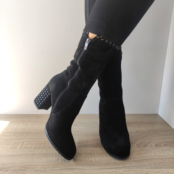GHETE ELEGANTE DAMA EPICA F-M112 NEGRE VELUR - imagine 4