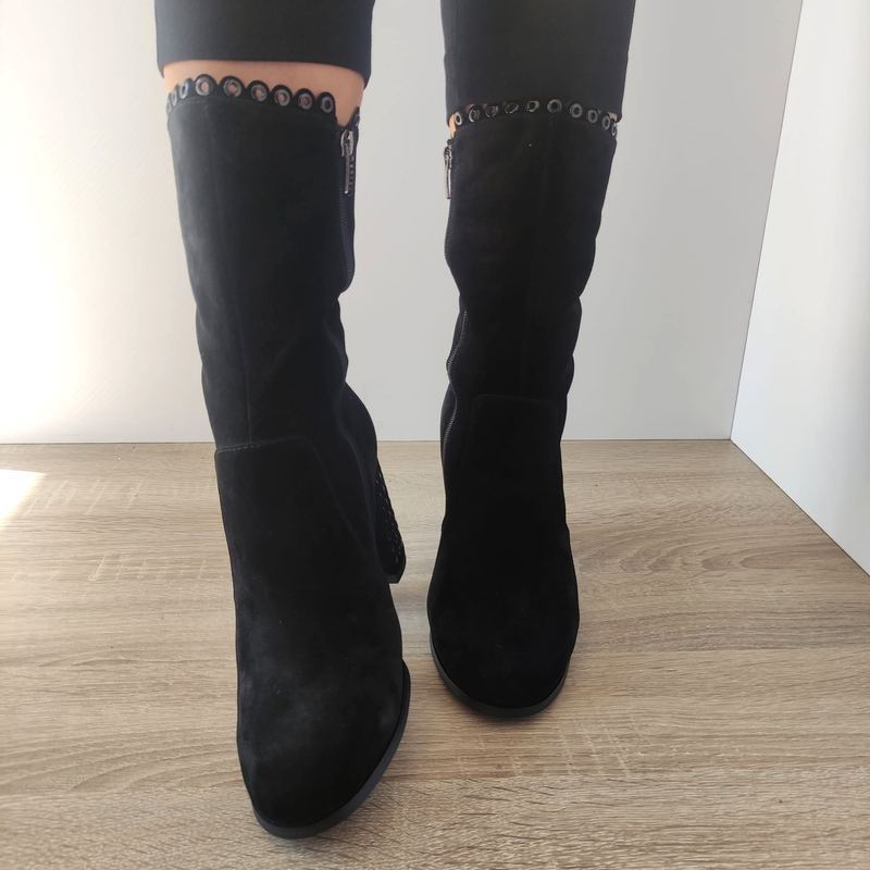 GHETE ELEGANTE DAMA EPICA F-M112 NEGRE VELUR - imagine 5