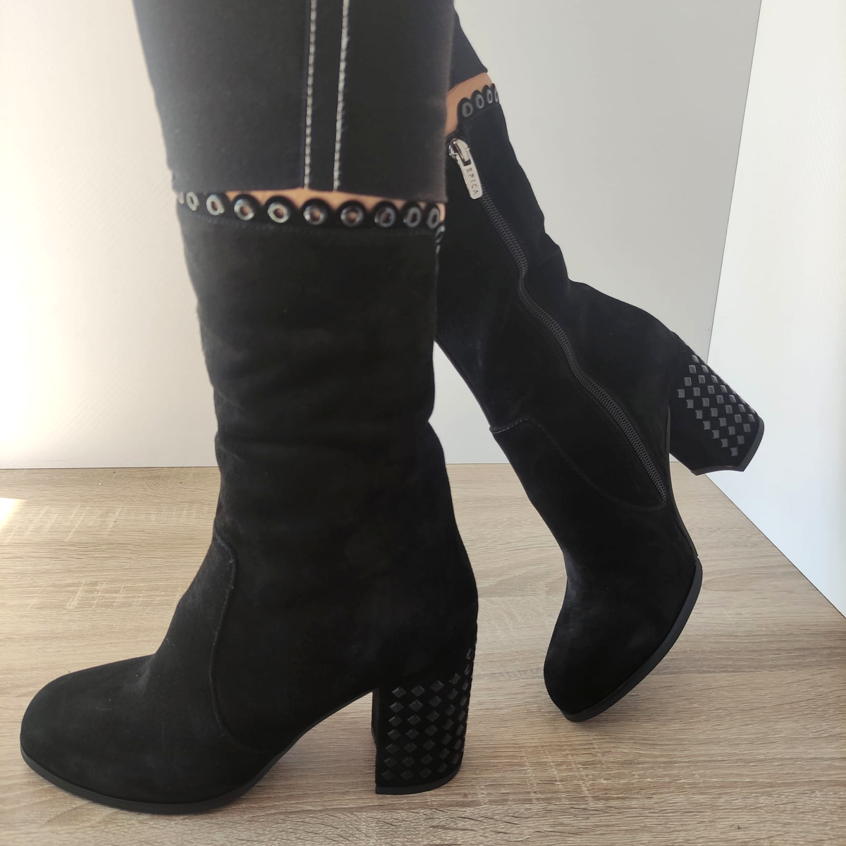GHETE ELEGANTE DAMA EPICA F-M112 NEGRE VELUR - imagine 2
