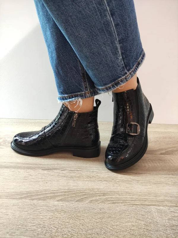 GHETE ELEGANTE DAMA PASS 470001B 01-O NEGRE CROCO